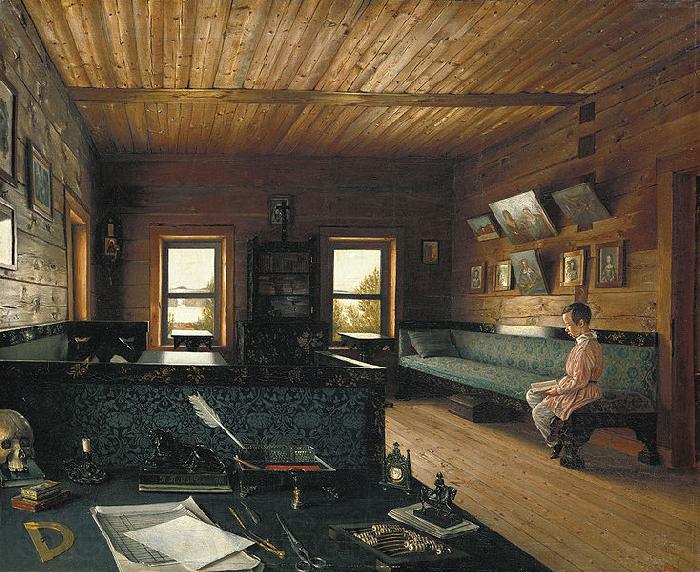 Grigoriy Soroka Room in the house on Ostrovki Norge oil painting art
